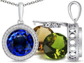 Switch-It Gems Round 10mm Simulated Sapphire Pendant Necklace Total of 12 Interchangeable Simulated Stones