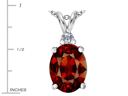Star K Large 14x10mm Oval Simulated Garnet Pendant Necklace