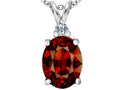 Star K Large 14x10mm Oval Simulated Garnet Pendant Necklace