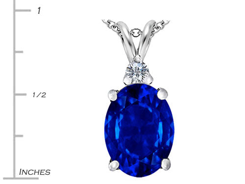 Star K Large 14x10mm Oval Simulated Sapphire Pendant Necklace