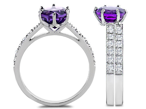 Star K Round 7mm Simulated Amethyst Wedding Ring