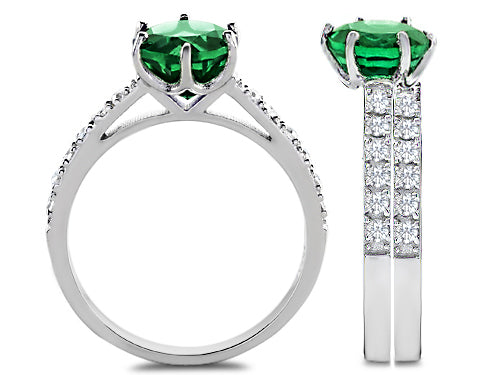 Star K Round 7mm Simulated Emerald Wedding Ring