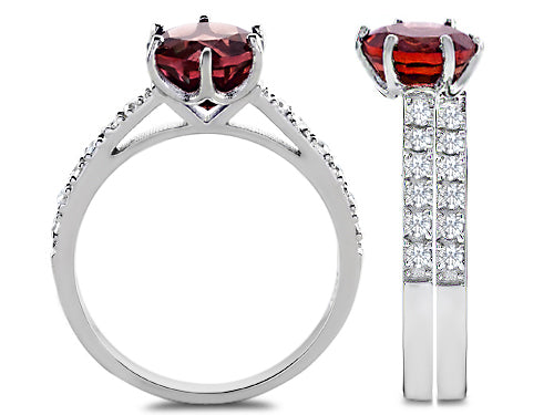 Star K Round 7mm Simulated Garnet Wedding Ring