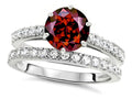 Star K Round 7mm Simulated Garnet Wedding Ring