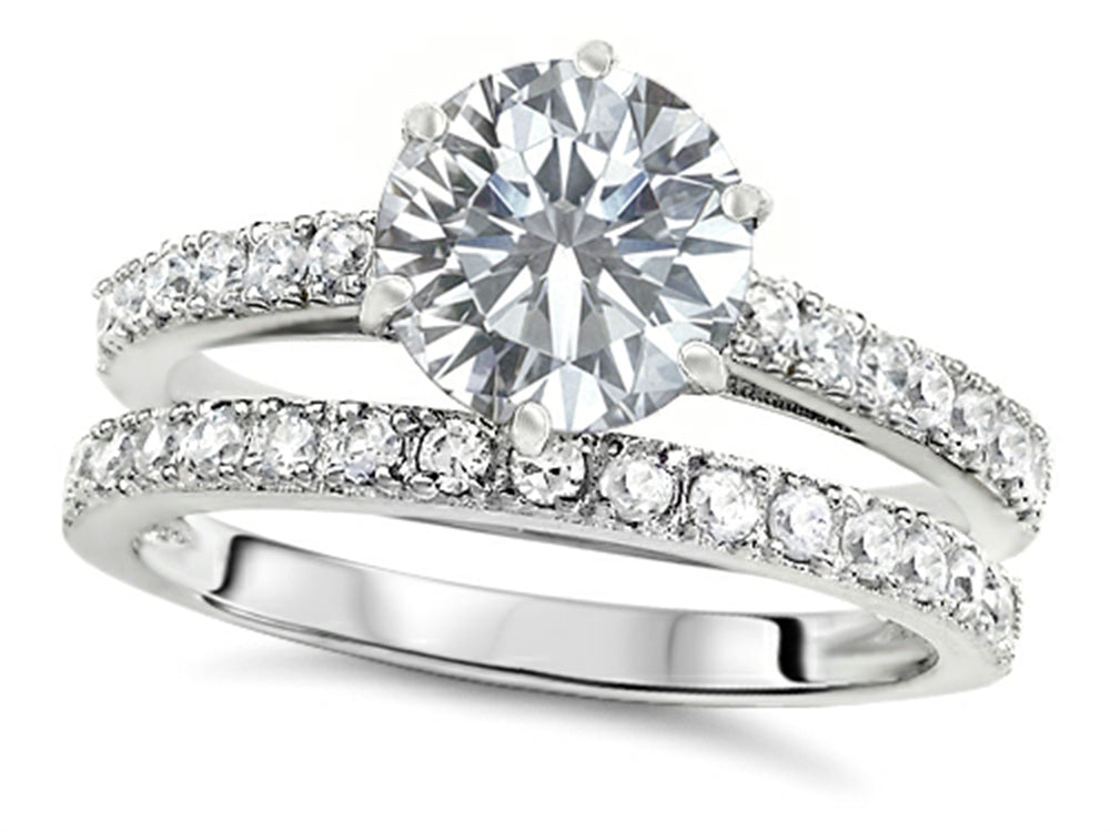 Star K Round 7mm Genuine White Topaz Wedding Ring