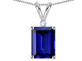 Star K  Classic Octagon Emerald Cut 8x6mm Created Sapphire Pendant Necklace