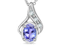 Star K  Oval 7x5mm Genuine Tanzanite Drop Pendant Necklace