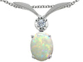 Tommaso Design Oval 8x6mm Genuine Opal Pendant Necklace