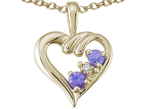 Tommaso Design™ Round Genuine Tanzanite Heart Pendant Necklace