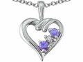 Tommaso Design Round Genuine Tanzanite Heart Pendant Necklace