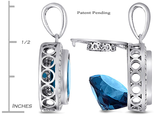 Switch-It Gems™ Round 10mm Simulated Blue Topaz Pendant Necklace Total of 12 Interchangeable Simulated Birth Months