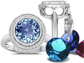 Switch-It Gems Round 10mm Simulated Aquamarine Halo Ring with 12 Interchangeable Simulated Birth Months