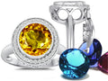 Switch-It Gems Round 10mm Simulated Citrine Halo Ring with 12 Interchangeable Simulated Birth Months