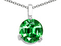 Tommaso Design 7mm Round Simulated Emerald Pendant Necklace