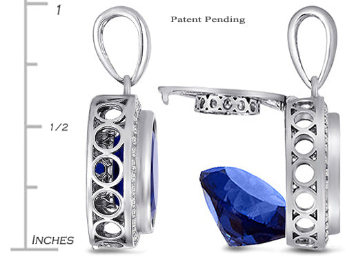 Switch-It Gems 12mm Simulated Sapphire Halo Pendant Necklace 12 Interchangeable Simulated Birth Months