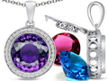 Switch-It Gems Round 12mm Simulated Amethyst Halo Pendant Necklace12 Interchangeable Simulated Birth Months