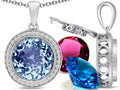 Switch-It Gems Round 12mm Simulated Aquamarine Halo Pendant Necklace12 Interchangeable Simulated Birth Months