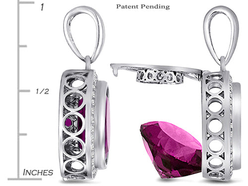 Switch-It Gems Round 12mm Simulated Pink Tourmaline Halo Pendant Necklace 12 Interchangeable Simulated Birth Months