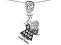 Star K  Girl Holding a Balloon Mother Birthstone Pear Shape Genuine White Topaz Pendant Necklace