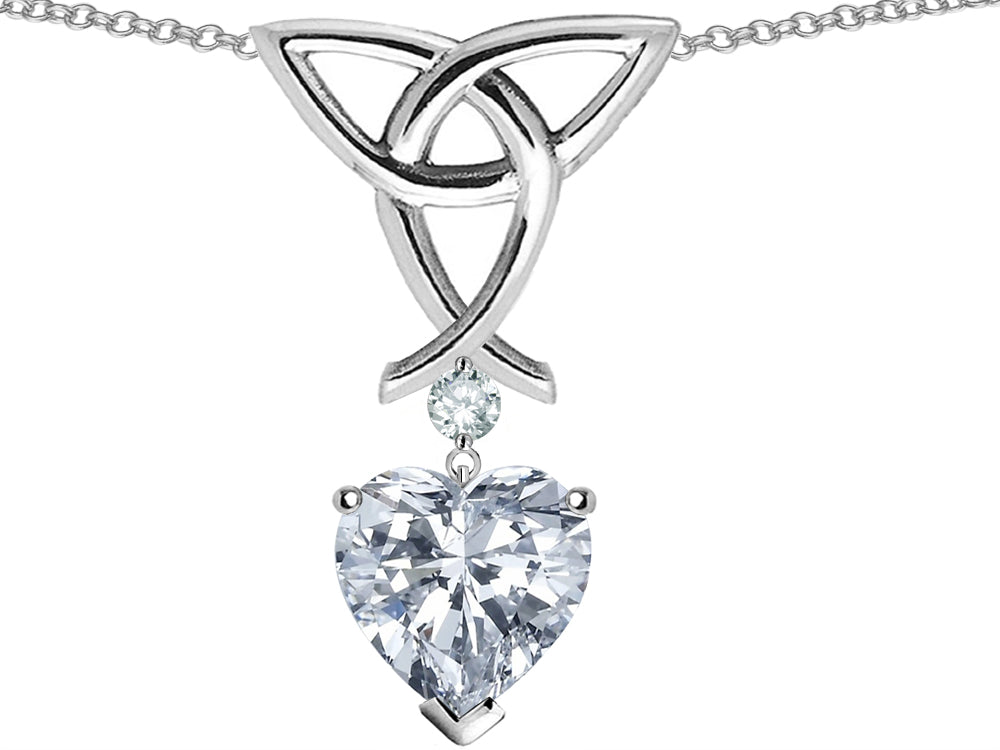 Star K Love Knot Pendant Necklace with 8mm Heart Shape White Topaz