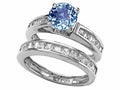 Star K 7mm Round Simulated Aquamarine Wedding Set