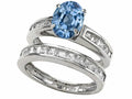 Star K 8x6mm Oval Simulated Aquamarine Wedding Set