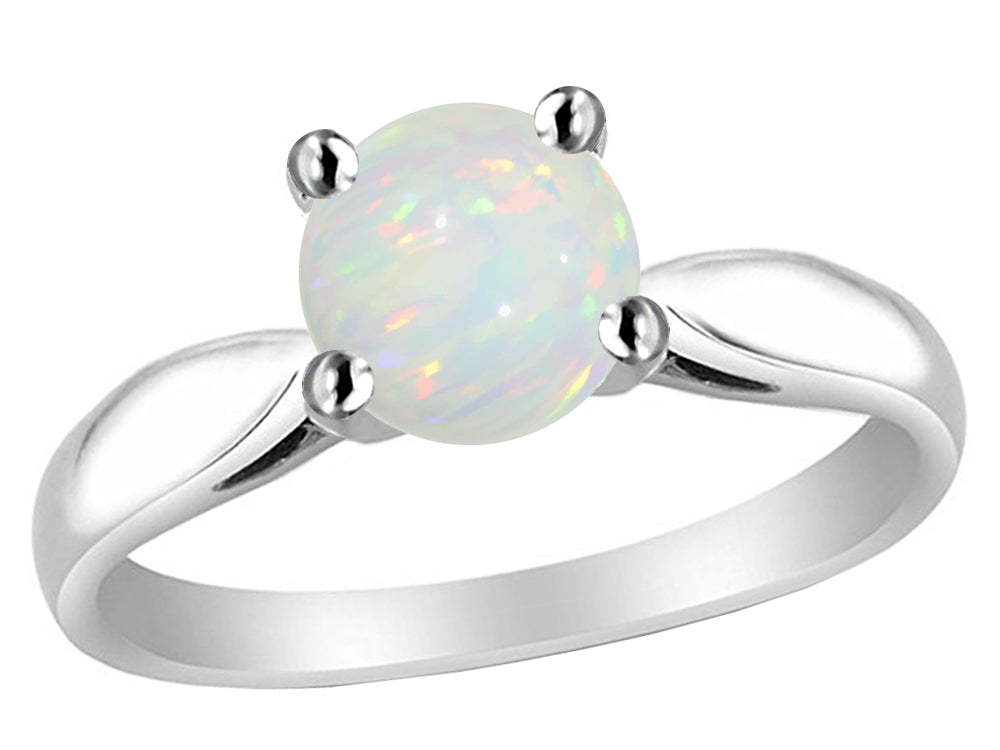 Star K 7mm Round Simulated Opal Ring