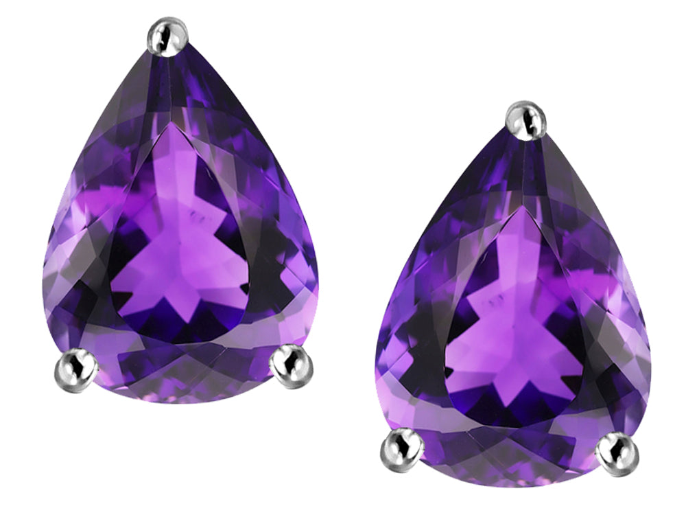 Star K Pear Shape 9x7mm Simulated Amethyst Earrings Studs