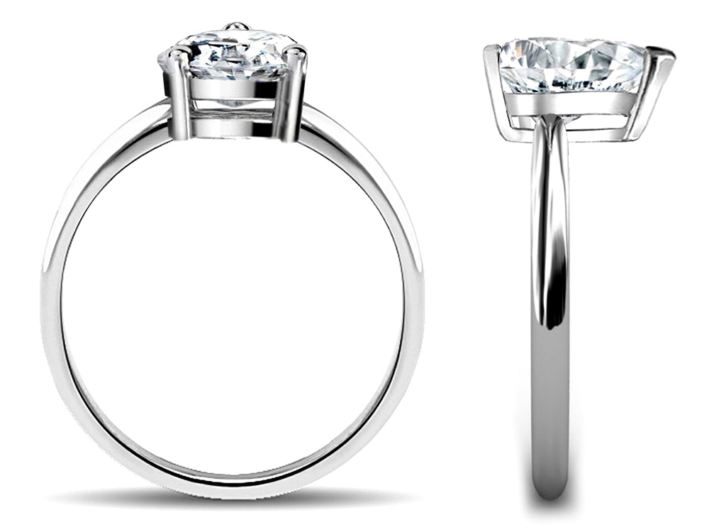 Star K  Classic Solitaire 8x6 Pear Shape Genuine Black Sapphire Engagement Promise Ring
