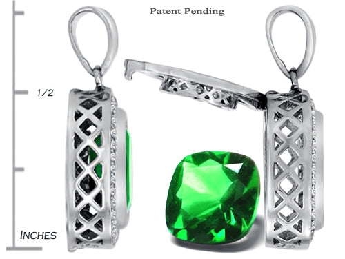 Switch-It Gems™ Cushion-Cut 10mm Simulated Emerald Pendant Necklace with 12 Interchangeable Simulated Birth Months