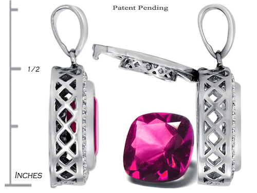 Switch-It Gems Cushion-Cut 10mm Simulated Pink Tourmaline Pendant Necklace with 12 Interchangeable Simulated Birth Mont