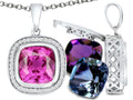 Switch-It Gems Cushion-Cut 10mm Simulated Pink Tourmaline Pendant Necklace with 12 Interchangeable Simulated Birth Mont