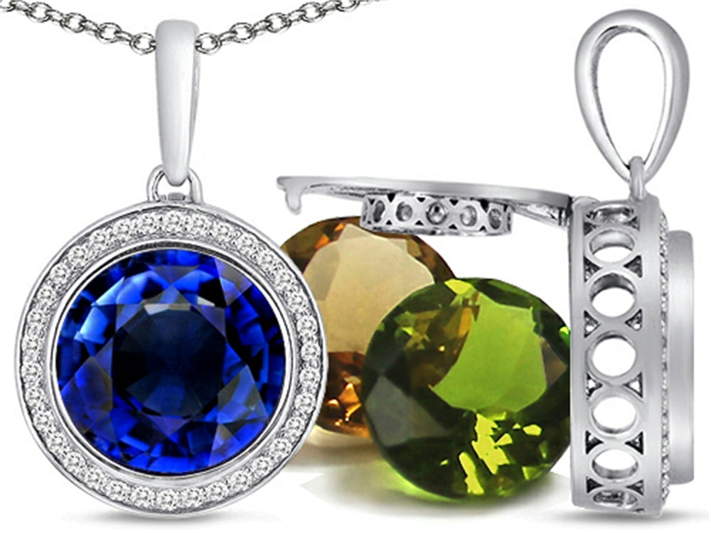 Switch-It Gems™ Interchangeable Simulated Sapphire Pendant Necklace Set with 12 Round 10mm Simulated Birth Months Includ