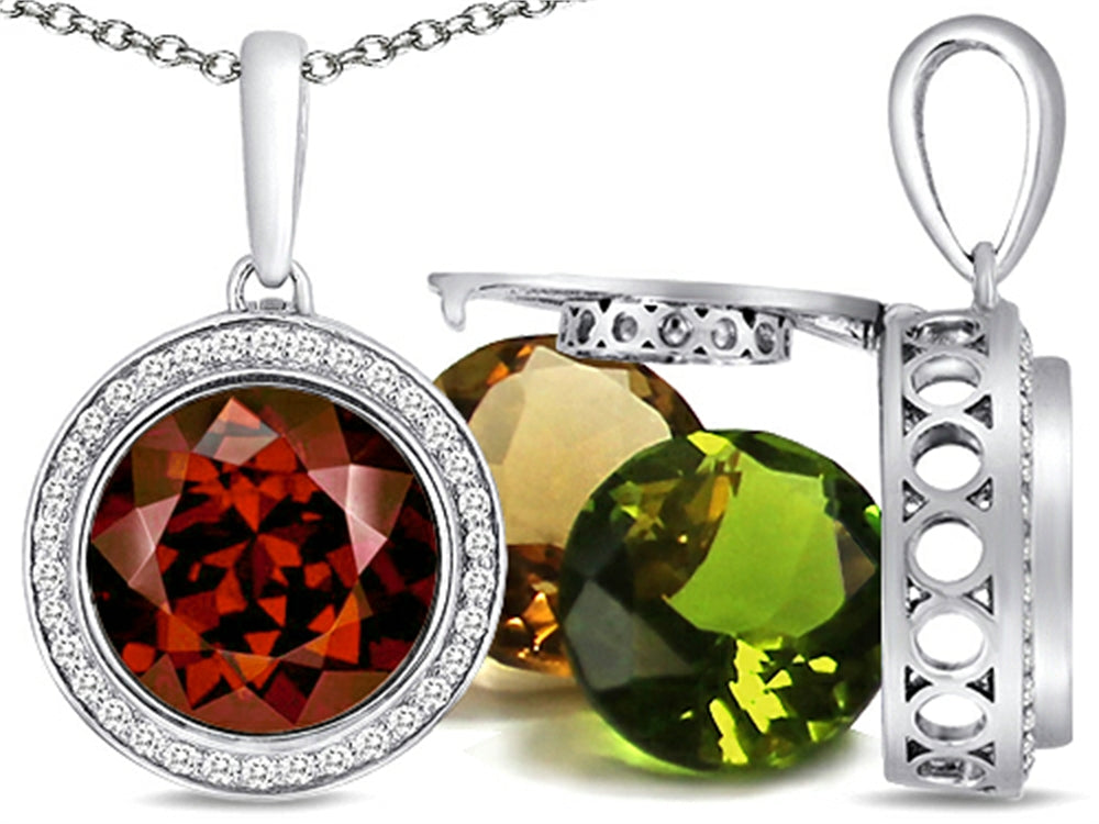 Switch-It Gems™ Interchangeable Simulated Garnet Pendant Necklace Set with 12 Round 10mm Simulated Birth Months Included