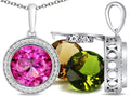 Switch-It Gems Interchangeable Simulated Pink Tourmaline Pendant Necklace Set with 12 Round 10mm Simulated Birth Months