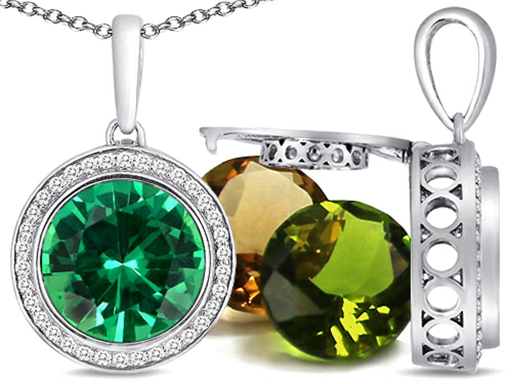 Switch-It Gems™ Interchangeable Simulated Emerald Pendant Necklace Set with 12 Round 10mm Simulated Birth Months Include