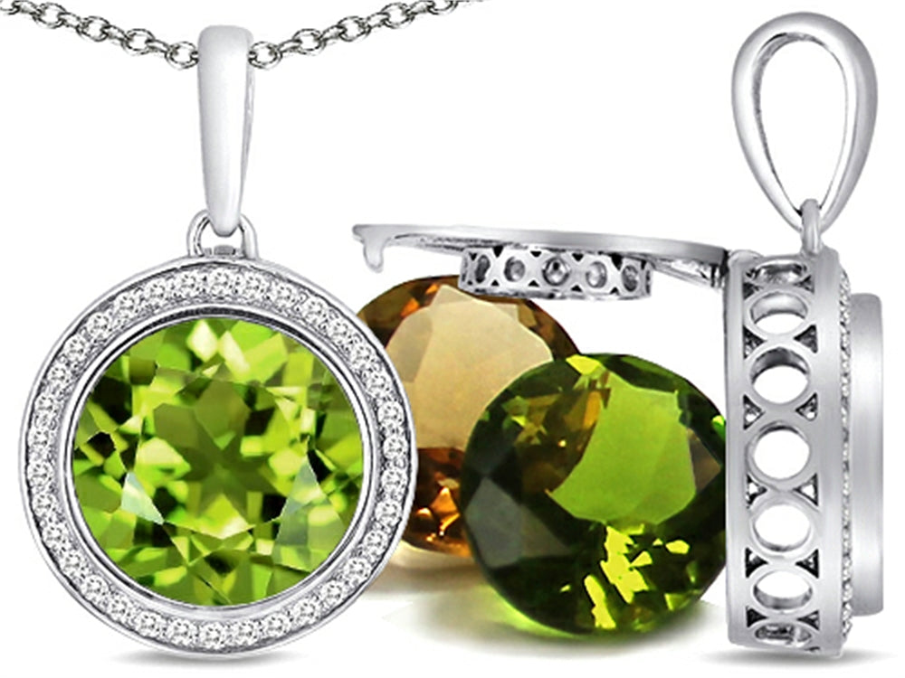 Switch-It Gems Interchangeable Simulated Peridot Pendant Necklace Set with 12 Round 10mm Simulated Birth Months Include