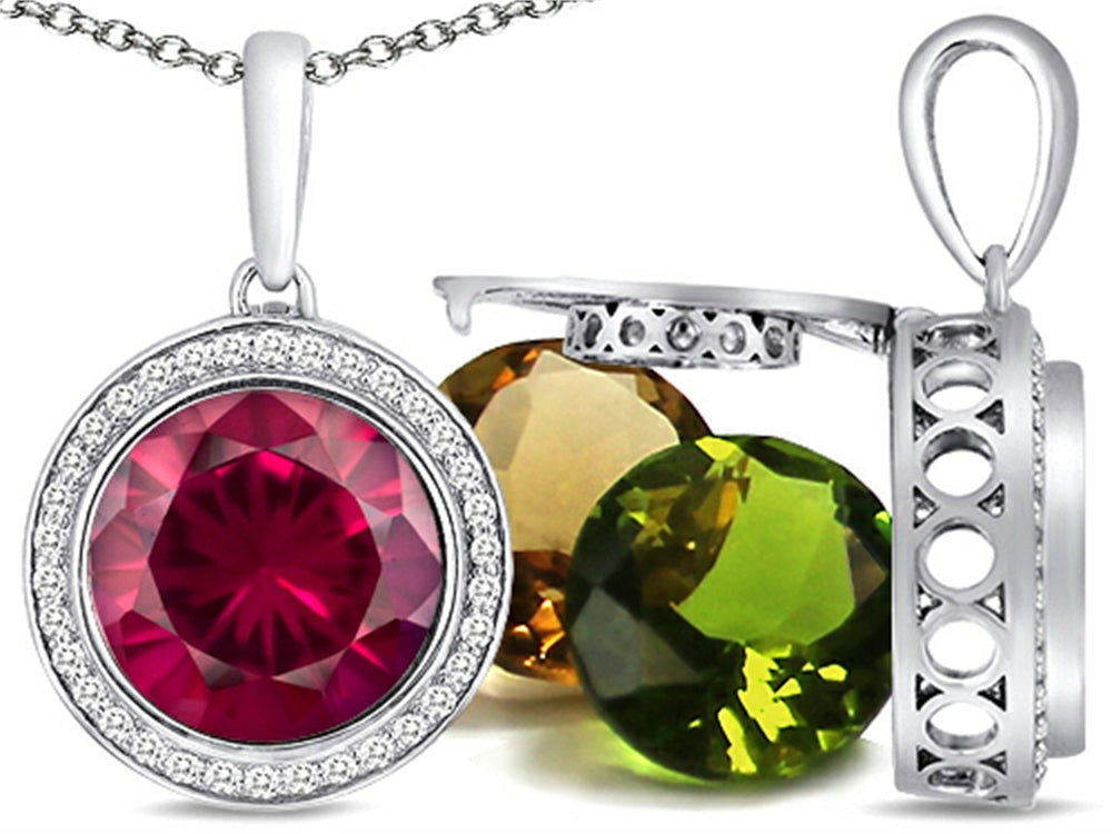 Switch-It Gems™ Interchangeable Simulated Ruby Pendant Necklace Set with 12 Round 10mm Simulated Birth Months Included