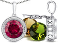 Switch-It Gems Interchangeable Simulated Ruby Pendant Necklace Set with 12 Round 10mm Simulated Birth Months Included
