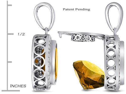 Switch-It Gems Interchangeable Simulated Citrine Pendant Necklace Set with 12 Round 10mm Simulated Birth Months Include
