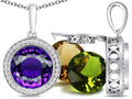 Switch-It Gems Interchangeable Simulated Amethyst Pendant Necklace Set with 12 Round 10mm Simulated Birth Months Includ