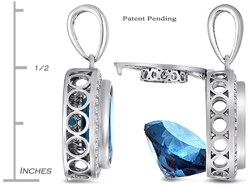 Switch-It Gems Interchangeable Simulated Aquamarine Pendant Necklace Set with 12 Round 10mm Simulated Birth Months Incl