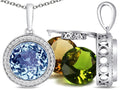 Switch-It Gems Interchangeable Simulated Aquamarine Pendant Necklace Set with 12 Round 10mm Simulated Birth Months Incl
