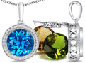 Switch-It Gems Interchangeable Simulated Blue Topaz Pendant Necklace Set with 12 Round 10mm Simulated Birth Months Incl
