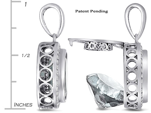 Switch-It Gems™ Interchangeable Simulated White Topaz Halo Pendant Necklace Round 12mm Simulated Birth Months Inc
