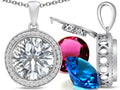 Switch-It Gems Interchangeable Simulated White Topaz Halo Pendant Necklace Round 12mm Simulated Birth Months Inc