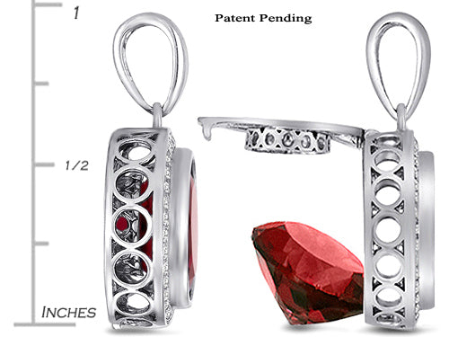 Switch-It Gems Interchangeable Simulated Garnet Halo Pendant Necklace Set Round 12mm Simulated Birth Months Included