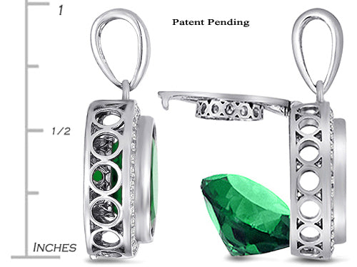Switch-It Gems Interchangeable Simulated Emerald Halo Pendant Necklace Set Round 12mm Simulated Birth Months Include