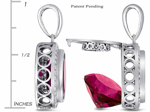 Switch-It Gems™ Interchangeable Simulated Ruby Halo Pendant Necklace Set Round 12mm Simulated Birth Months Included