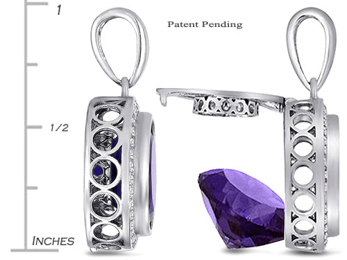 Switch-It Gems Interchangeable Simulated Alexandrite Halo Pendant Necklace 12 Round 12mm Simulated Birth Months Inc